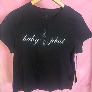 Baby Phat Black Tee with White Logo, Size L, *New With Tags*